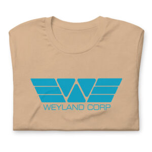Weyland Corp T Shirt Product Image Folded Tan