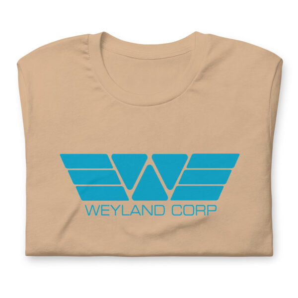 Weyland Corp T Shirt Product Image Folded Tan